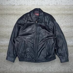 Vintage Genuine Leather Jacket Jet Black J Park Collection Biker 90s